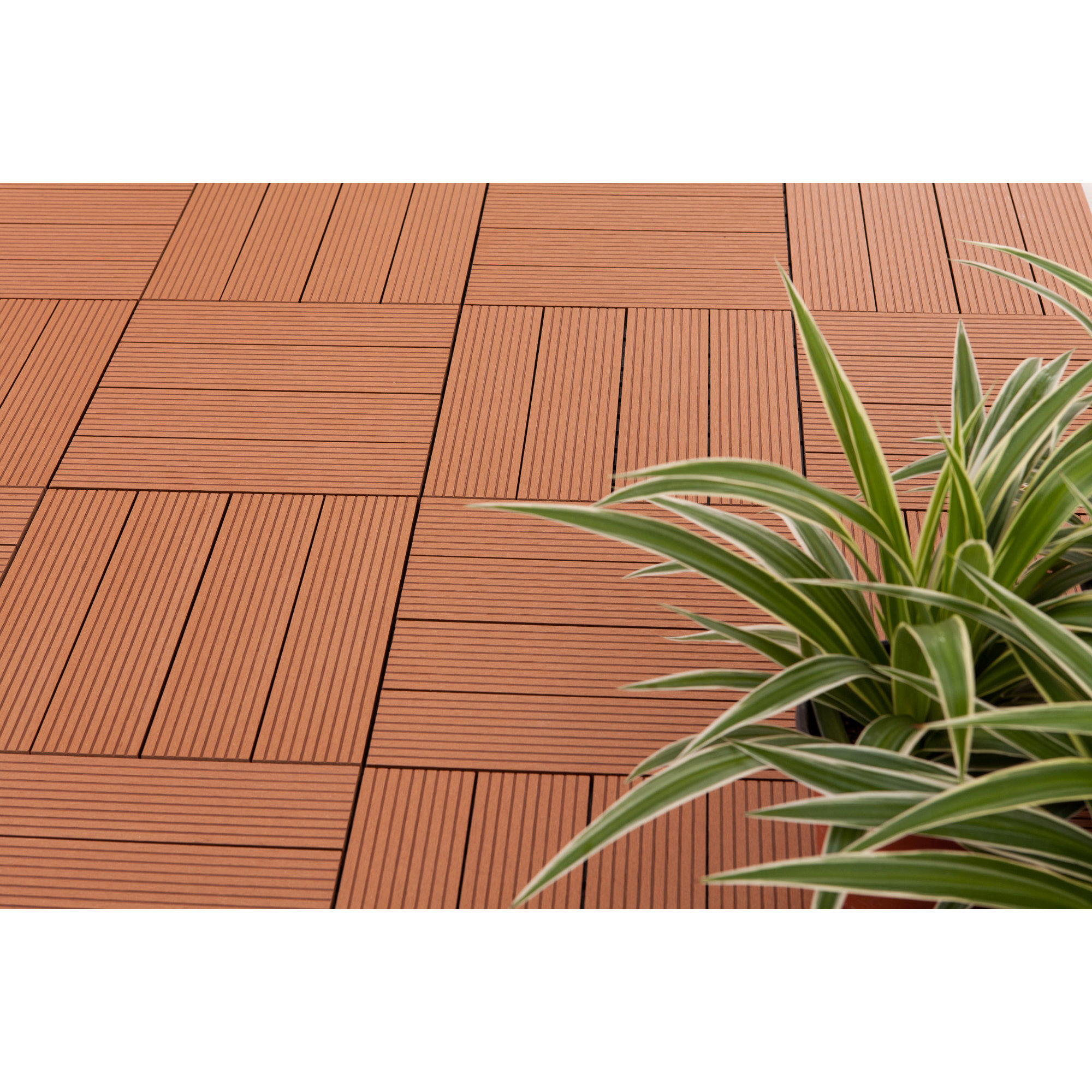 Vifah Composite Teak 12" x 12" Interlocking Deck Tiles & Reviews Wayfair